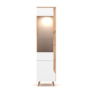 Calicosy Colonne de Rangement avec Porte Vitrée L46 cm - Décor bois et blanc - Publicité