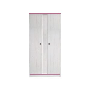 Calicosy Armoire 2 portes avec penderies et lingere L90 cm - Decor bois blanc