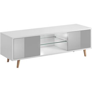 Petits meubles Meuble tv 2 portes 140 cm blanc et gris - Publicité