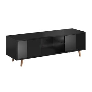 Petits meubles Meuble tv 2 portes 140 cm noir Noir 140x45x42cm