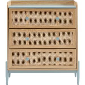 Baita Commode bleu et cannage rotin 3 tiroirs