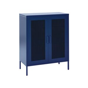 Beliani Buffet en acier bleu marin Bleu 80x102x40cm