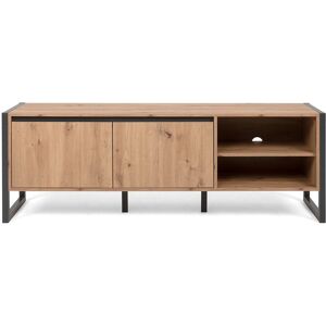 Calicosy Meuble TV 2 portes et 2 niches L160 cm - Décor Bois Clair - Publicité