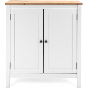 Calicosy Commode de Rangement 2 portes L80 cm - Decor Blanc et bois