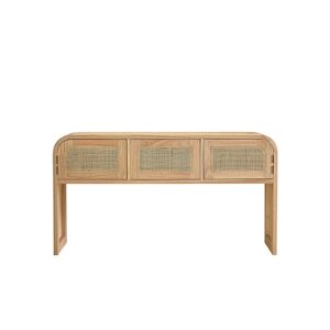 Bois Dessus Bois Dessous Console en mindi massif et cannage Marron 140x75x35cm