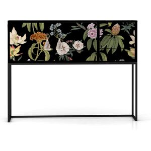 RNT by Really Nice Things Console MDF laqué 2 portes 3 tiroirs imprimé floral fond noir