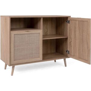 Terre de Nuit Commode 1 niche 2 portes en bois clair effet cannage