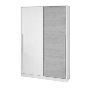 Dmora Armoire 2 portes effet bois ciment, blanc 211x50 cm