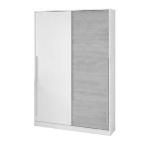 Dmora Garde-robe a 2 portes coulissantes effet bois beton et blanc