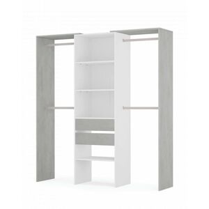 Dmora Grande Armoire effet bois blanc, ciment 210x50 cm