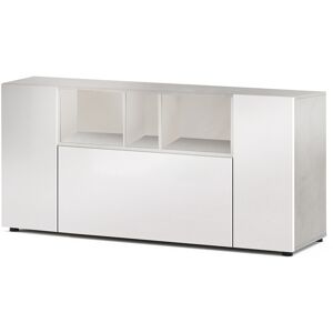 Dmora Buffet effet bois blanc, ciment 167x41 cm