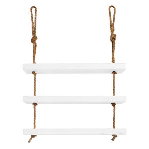 Hannun Etagere suspendue en bois de couleur blanc vieilli a 3 etages 70 cm