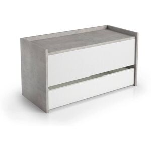 Dmora Coffre effet bois blanc, ciment 93x40 cm