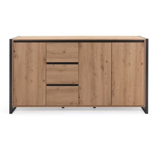 Calicosy Buffet Bas 3 portes 3 tiroirs L160 cm - Decor Bois Clair