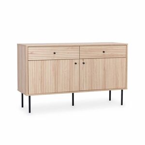 sweeek Buffet de rangement bois rainuré 2 portes Beige 120x72x39cm