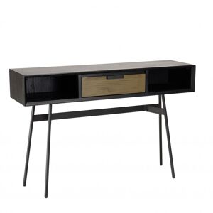 MACABANE Console 2 niches 1 tiroir marron pieds métal noir Marron 130x86x35cm