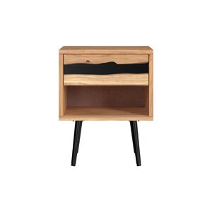 Rendez-Vous Deco Table de chevet en bois d'acacia et metal, 1 tiroir et 1 niche
