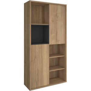 Terre de Nuit Bibliotheque 2 portes avec niches de rangement en bois