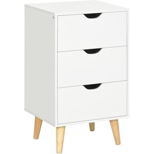 Homcom Chiffonnier 3 tiroirs design scandinave piètement bois pin blanc Blanc 40x68x35cm