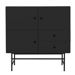 Meubles & Design Buffet haut moderne en bois et metal 3 placards 2 tiroirs noir