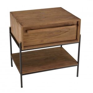 MACABANE Table de chevet 1 niche bois de teck recyclé Marron 59x60x45cm