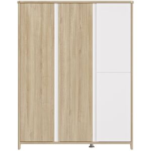 Galipette Armoire 4 portes sacha effet bois chene bocage/beige style moderne Beige 57x185x146cm