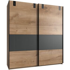 Calicosy Armoire 2 portes coulissantes avec insert coloris graphite - L135 cm - Publicité