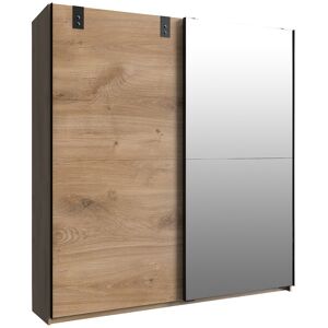 Calicosy Armoire 2 portes coulissantes 1 porte miroir + 1 porte chêne - L180 cm - Publicité