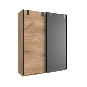 Calicosy Armoire 2 portes coulissantes : 1 décor chêne + 1 graphite - L135cm - Publicité