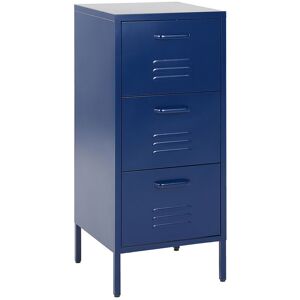 Beliani Commode à 3 tiroirs en métal bleu marine Bleu 43x103x40cm