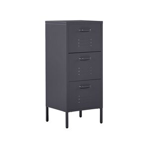 Beliani Armoire 3 tiroirs en acier noir