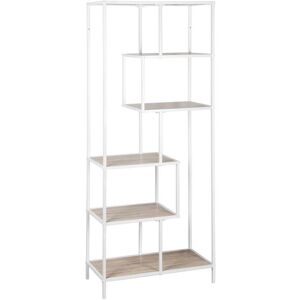 sweeek Etagère asymétrique en métal blanc & décor bois Blanc 33x185x77cm