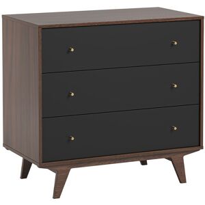 Calicosy Commode 3 tiroirs - L90 cm Noir 90x85x50cm