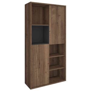 Terre de Nuit Bibliotheque 2 portes avec niches 6 cases bois fonce