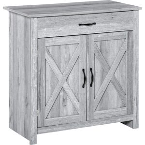 Homcom Buffet 2 portes tiroir style rural chic aspect bois gris clair Gris 80x80x39cm