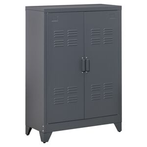 Homcom Armoire design industriel 2 étagères tôle métal Gris 75x110x33cm