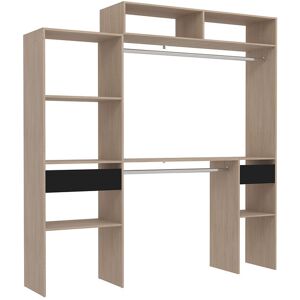 Concept Usine Dressing bois extensible avec 2 penderies, 4 etageres et 1 tiroir