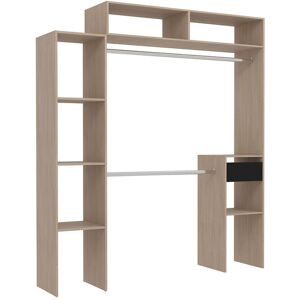 Concept Usine Dressing bois extensible avec 2 penderies, 4 etageres et 1 tiroir