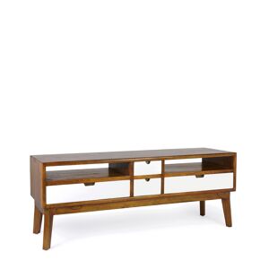 Meuble TV en bois marron et blanc L 140 cm