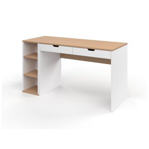 Nateo Concept Bureau avec 2 tiroirs et caisson Blanc et Chêne - Publicité