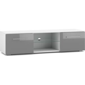 Petits meubles Meuble tv 2 portes 140 cm blanc et gris - Publicité