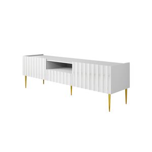 Best Mobilier Meuble TV style contemporain 160 cm blanc / doré Blanc 160x54x40cm