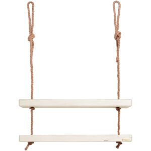 Hannun Etagere en bois de couleur blanc vielli 2 etages 70 cm