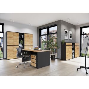 Vivabita Etagère de bureau contemporaine h 197 cm coloris graphite - Publicité