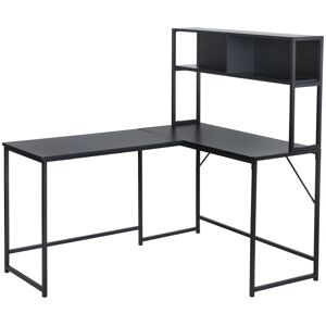 Urban Meuble Bureau d'angle avec étagères rangement noir