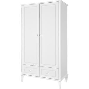 Novelies Armoire 2 portes 2 tiroirs blanc Blanc 100x183x53cm