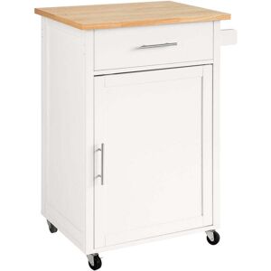 SoBuy Desserte en bois blanc à roulettes 1 tiroir 1 porte Blanc 68x90x46cm