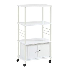 SoBuy Étagère roulante pour micro-ondes 2 portes en métal blanc Blanc 60x114x40cm