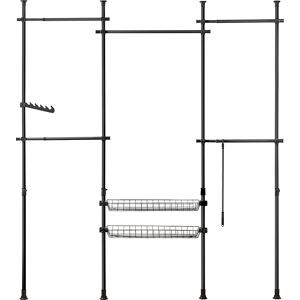 SoBuy Télescopique garde-robe 5 barres 2 paniers en métal noir - Publicité