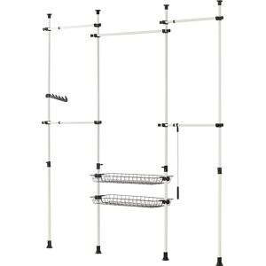 SoBuy Telescopique garde-robe 5 barres 2 paniers en metal blanc